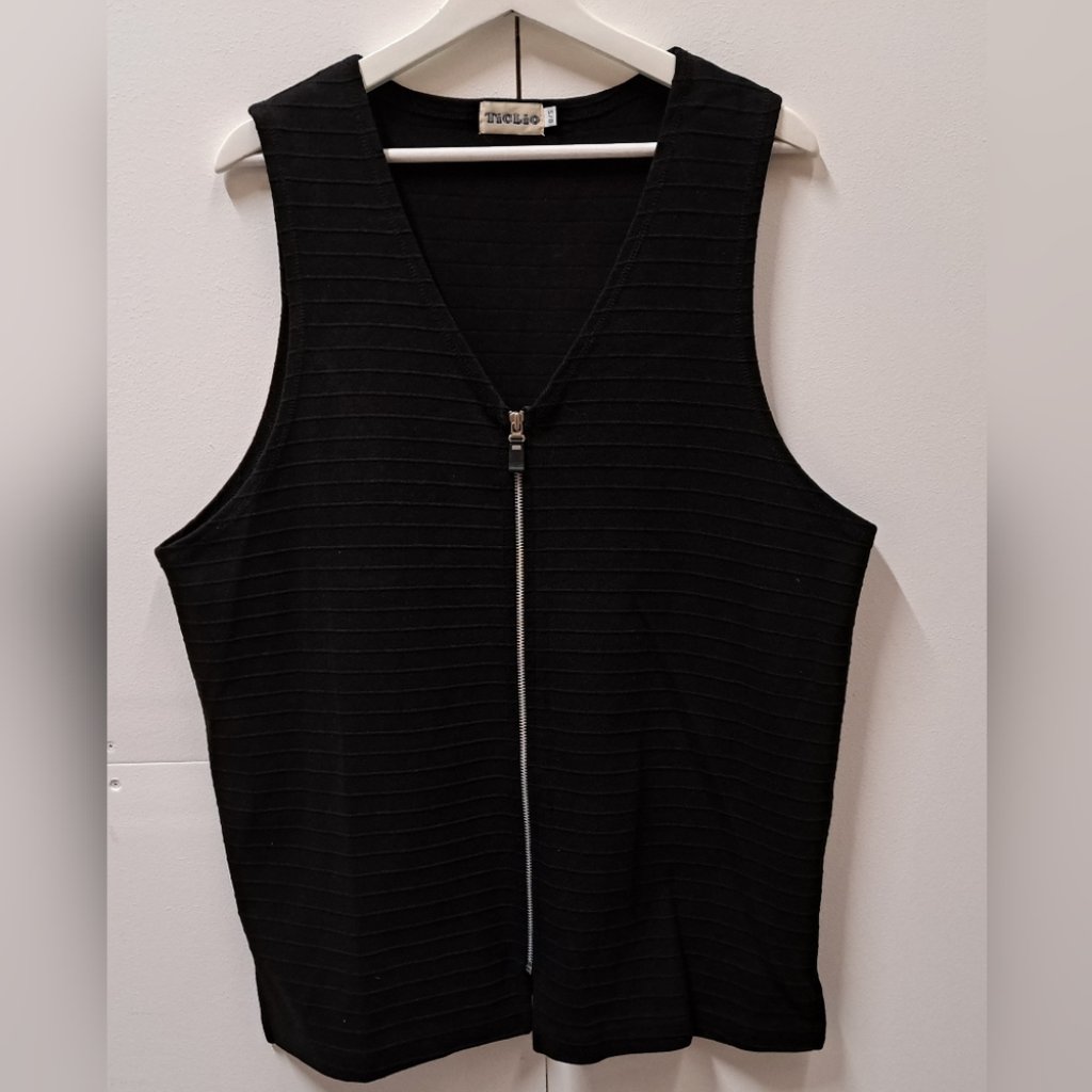 Vintage 80s 90s Women's Ticlio Vest Jacket Black Full Zip Canada One Size Os